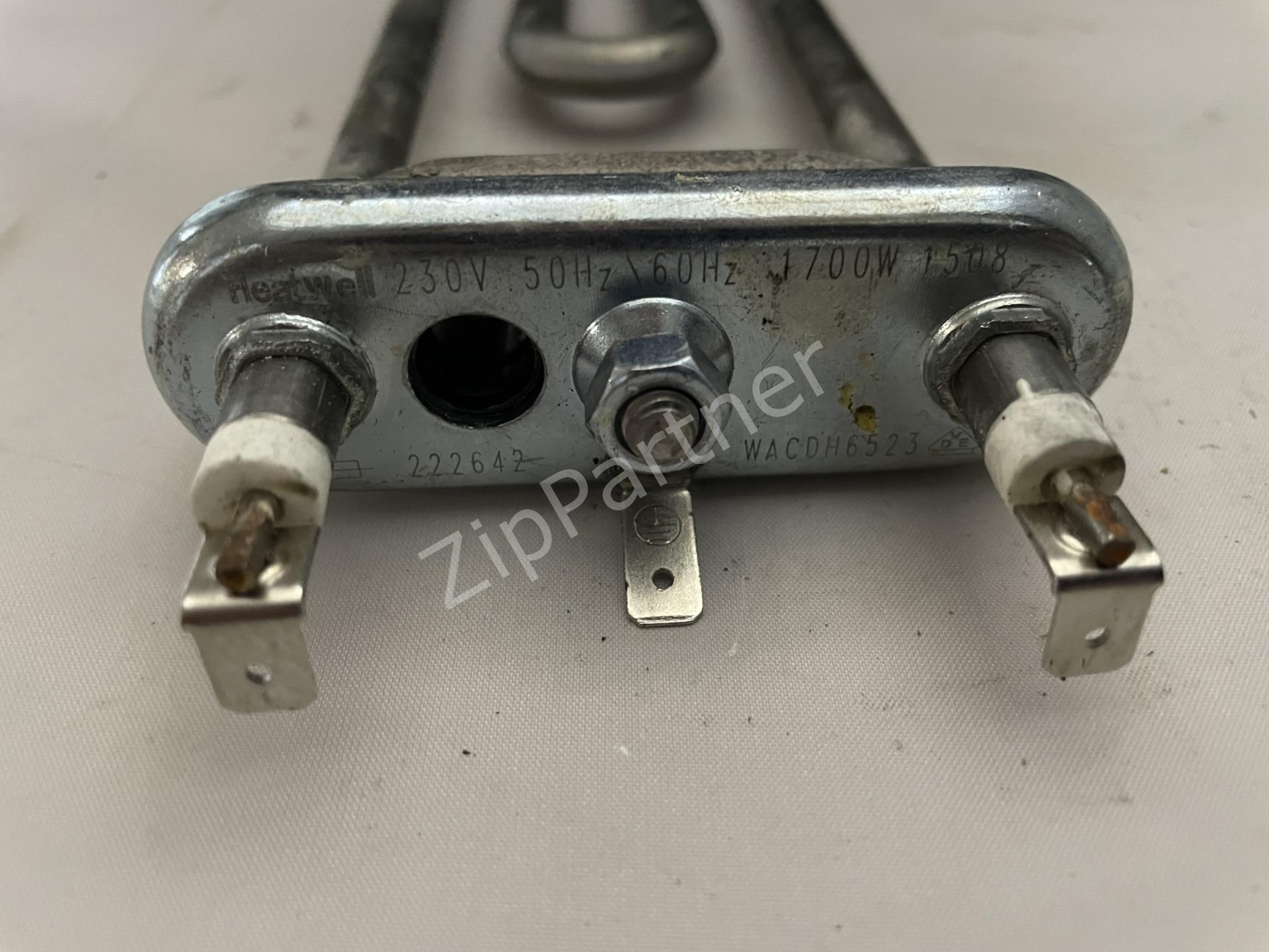 ТЭН Ariston, Gorenje, Indesit 1700W, 195мм, 2 клеммы, прямой, с отверстием C00086357 (б/у) — изображение 3
